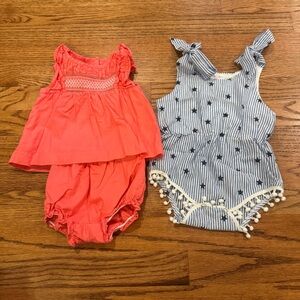 Janie and Jack Coral and Blue Kids One Pieces